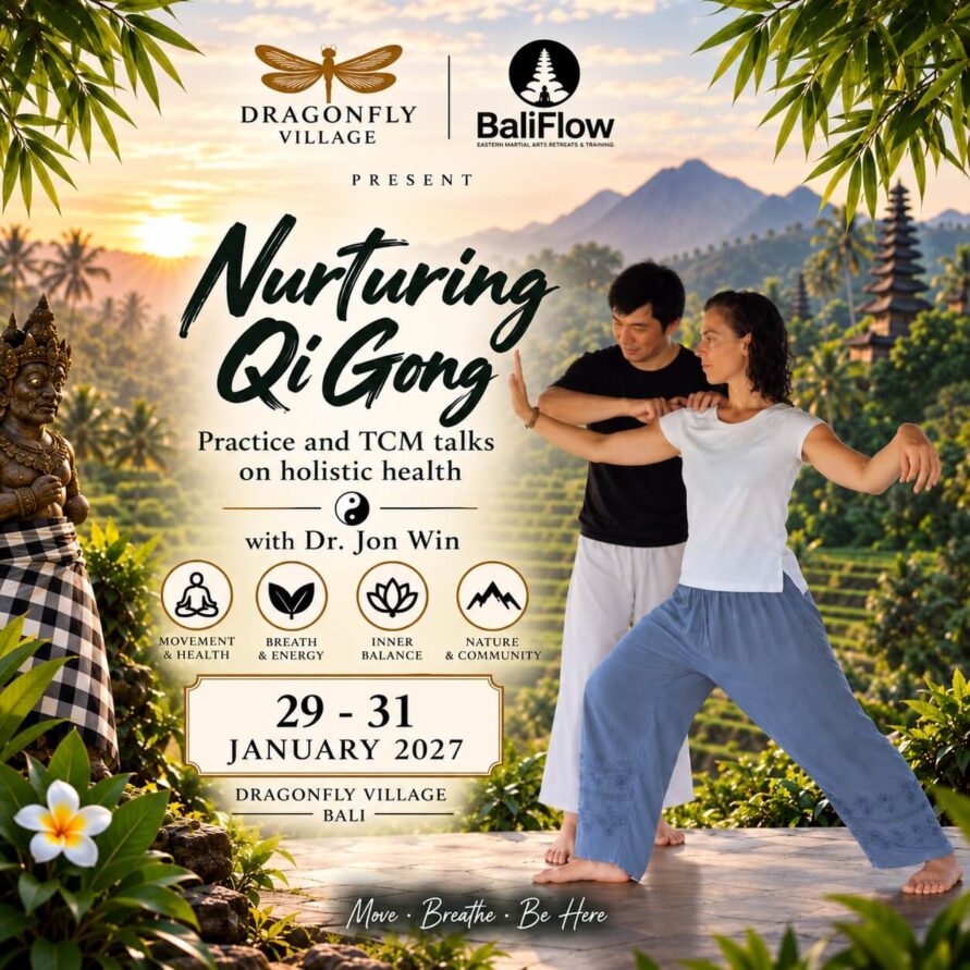 Poster: Nurturing Qi Gong with Dr. Jon Win, 29-31 January 2027, Dragonfly Village Bali